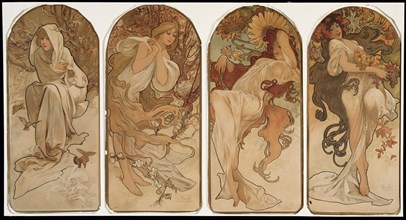 The Seasons, 1897, Alphonse Marie Mucha, Czech, 1860-1939, Czech Republic, Color lithograph on