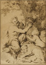 Satyr Pressing Grapes Beside a Tiger, 1774, Jean Honoré Fragonard (French, 1732-1806), after Peter