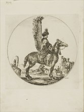 Polish Horseman, c. 1651, Stefano della Bella, Italian, 1610-1664, Italy, Etching in black on ivory