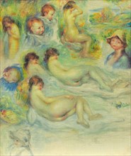 Studies of Pierre Renoir, His Mother, Aline Charigot, Nudes, and Landscape, 1885/86, Pierre-Auguste
