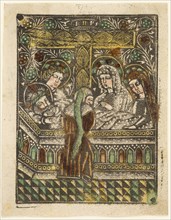 The Deposition, 1460–65, Bavarian, 15th century, Germany, Metalcut in black hand colored with brush