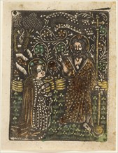 Noli me Tangere, 1460–65, Bavarian, 15th century, Germany, Metalcut in black hand colored with