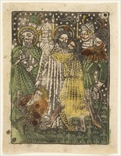 The Capture of Christ, 1460–65, Bavarian, 15th century, Germany, Metalcut in black hand colored