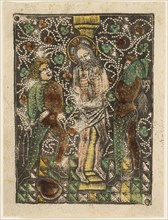 The Flagellation, 1460–65, Bavarian, 15th century, Germany, Metalcut in black hand colored with