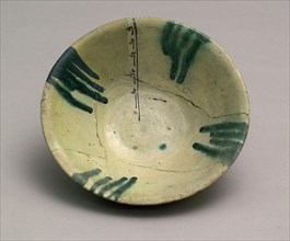 Bowl with Pseudo Inscription, 10th century, Iran, possibly Nishapur, Iran, Earthenware painted in