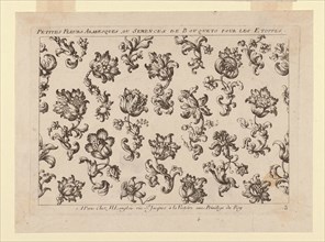 Design for an Embroidered or Woven Textile, 17th century, France, Paris, France, Paper, printed, 20