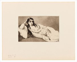 Odalisque, c. 1868, Édouard Manet, French, 1832-1883, France, Etching and aquatint in warm black on