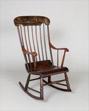 Rocking Chair, 1850/65, American, 19th century, New England, New England, White pine, walnut, and