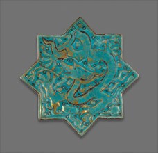 Star-shaped Tile, Ilkhanid dynasty (1256–1353), late 13th century, Iran, Iran, Stone paste with