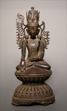 Jeweled and Crowned Buddha (Jambupati), c. 17th century, Burma (Myanmar), Burma, Bronze, 38 × 16.7