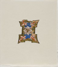 Decorated Initial I in Blue with Foliage and Four Balls, from a Choir Book, 19th century imitation