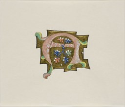 Decorated Initial A in Pink with Six Leaves and Two Balls, from a Choir Book, 19th century