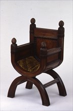 X-Frame Armchair, 1840/45, English, Designed by Lewis Nockalls Cottingham (English, 1787-1847),