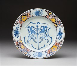 Plate, c. 1725/40, Netherlands, Delft, Delft, Tin-glazed earthenware (Delftware), Diam. 22.5 cm (8