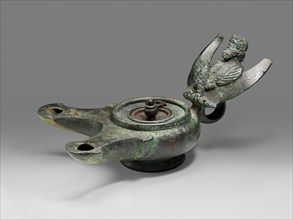 Lamp, Mid–1st century AD, Roman, Roman Empire, Bronze, 11.5 × 21.7 × 14 cm (4 1/2 × 8 1/2 × 5 1/2