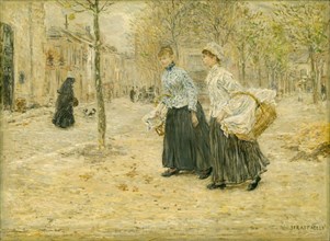 Two Washerwomen Crossing a Small Park in Paris, c. 1890, Jean François Raffaëlli, French,