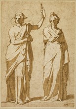 Two Standing Female Figures (Studies after Classical Statuary), 1580/84, Andrea Boscoli, Italian, c