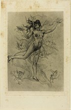 The Grapeleaf, 1895, Félicien Rops, Belgian, 1833-1898, Belgium, Heliogravure, with drypoint, on