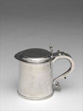 Tankard, c. 1705, Jeremiah Dummer, American, 1645–1718, Boston, Boston, Silver, 15 × 10.2 × 17.8 cm