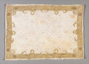 Pillow Sham, c.1720, England, Cotton, plain weave, underlaid with linen, plain weave, embroidered