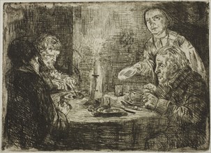 The Supper, 1861, Alphonse Legros, French, 1837-1911, France, Etching on ivory laid paper, 124 ×