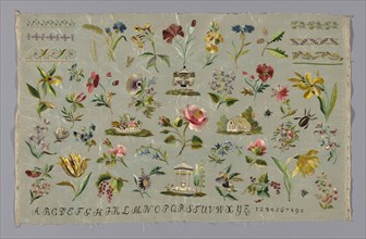 Sampler, 18th century, Possibly Germany or Netherlands, Germany, Silk, plain weave, embroidered