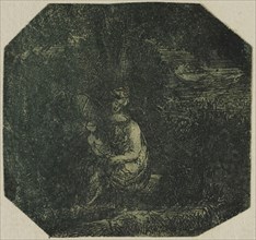The Holy Family, n.d., Rodolphe Bresdin, French, 1825-1885, France, Etching in dark blue on ivory