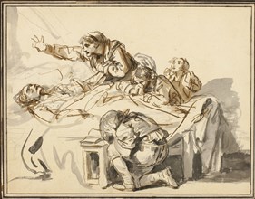 Women and Children Mourning a Dead Man, 1778, Jean-Baptiste Greuze, French, 1725-1805, France, Pen