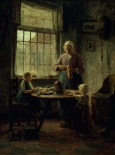 A Family Meal, 1890s (?), Evert Pieters, Dutch, 1856-1932, Netherlands, Oil on canvas, 41 5/8 x 35