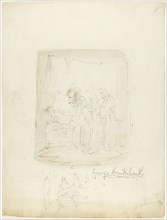 Sheet of Sketches with Self-Portrait, n.d., George Cruikshank, English, 1792-1878, England,