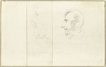 Two Self-Portraits in Profile, n.d., George Cruikshank, English, 1792-1878, England, Graphite, on