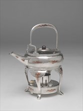 Teakettle and Stand, tea kettle, 1877, stand, 1889, Design attributed to Edward C. Moore, American,