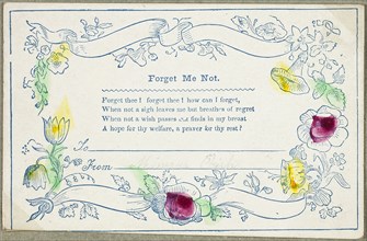 Forget Me Not (valentine), c. 1830, Unknown Artist, American or English, 19th century, United