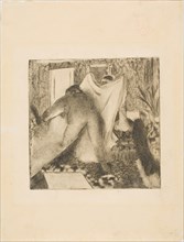 Leaving the Bath, 1879–80, Edgar Degas, French, 1834-1917, France, Drypoint and aquatint in black