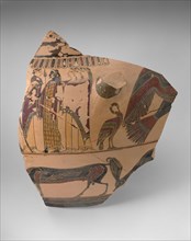 Fragment of a Column Krater (Mixing Bowl), 580/570 BC, Greek, Corinth, Attributed to the Cavalcade