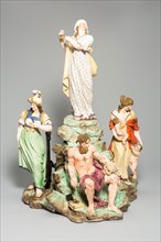 Allegorical Figure Group: The Virtues, 18th century, Buen Retiro Porcelain Factory, Spanish,