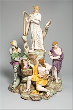 Allegorical Figure Group: The Arts, 18th century, Buen Retiro Porcelain Factory, Spanish,