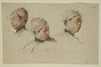 Three Studies of the Head of a Turbaned Black Man, 1720/30, Nicolas Lancret, French, 1690-1743,