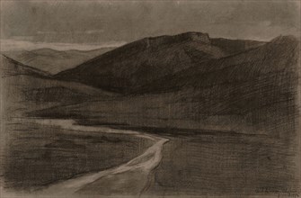 Algerian Landscape, 1873, Albert-Charles Lebourg, French, 1849-1928, France, Black chalk and