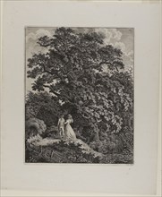 Woodland Landscape with an Elegant Couple Walking Beneath an Oak, 1796/1800, Carl Wilhelm Kolbe,