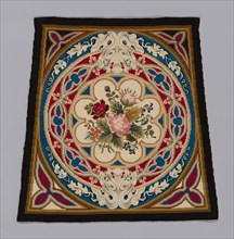 Prie-Dieu Cover, c. 1857/60, England, Cotton, plain weave, embroidered with wool and silk in cross