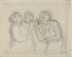 Three Gossips, 1865/1867, Honoré Victorin Daumier, French, 1808-1879, France, Black crayon and