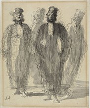 Four Lawyers, 1867/1870, Honoré Victorin Daumier, French, 1808-1879, France, Pen and black ink and