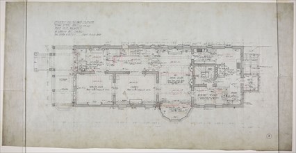 David Lewinsohn House, Chicago, Illinois, First Floor Plan, 1898, Fritz Frederick L. Foltz,