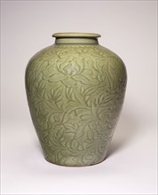 Jar with Peony Scrolls, Ming dynasty (1368–1644), 15th century, China, Junyao, Longquan ware,