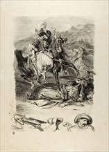 Combat Between Giaour and Pasha, 1827, Eugène Delacroix, French, 1798-1863, France, Lithograph in