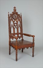 Armchair, 1840/60, American, 19th century, New York, New York, Oak, 157.5 × 66.7 × 56.2 cm (62 × 26