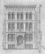 Stewart–Bentley Building, Chicago, Illinois, Elevation and Exterior Wall Section, 1872, Carter,