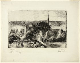 Church and Farm at Éragny, 1895, Camille Pissarro, French, 1830-1903, France, Etching and drypoint