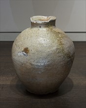Shigaraki-Ware Jar, 15th century, Japan, Stoneware with ash glaze, H. 36 cm, diam. 31 cm